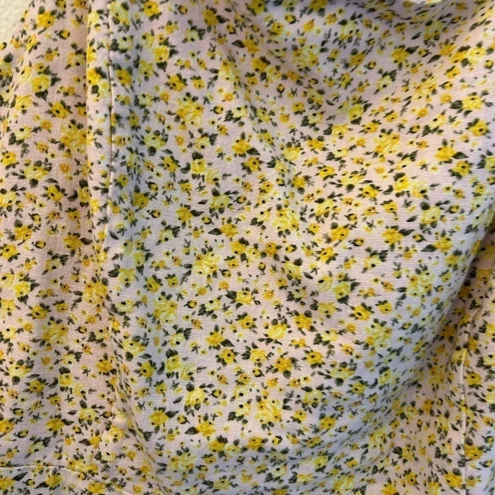 Old Navy Yellow Flower Linen-Blend Floral Mini Dress for Women Large